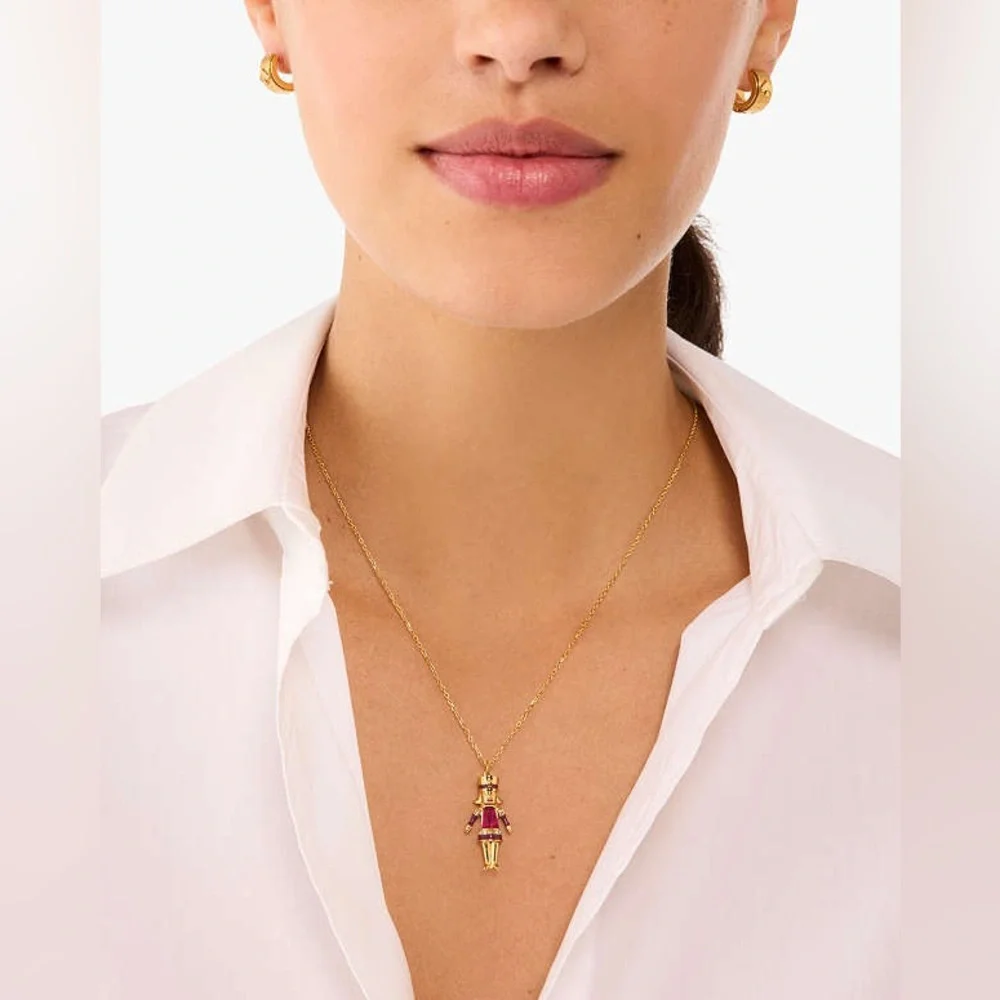 Kate Spade Gold and Red Nutcracker Pendant Necklace